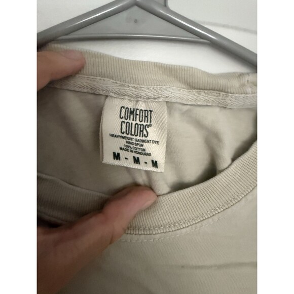 Comfort Colors Cotton Jersey Embroidered Main Street USA Beige Men's T-Shirt M - Picture 2 of 3